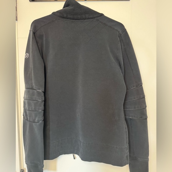 Lululemon Moto Mogul Jacket Full Zip Black Size 6 Ribbed Sleeves High Collar - Picture 9 of 16
